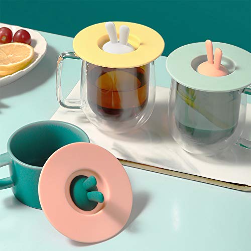 XUBX 3 piezas Tapa de copa de silicona, Tapa de la taza de vidrio Tapa de la taza de té Sello antipolvo Tapas de la taza de bebida para tazas, tazas, latas, reutilizable Cubierta de Taza de Antipolvo