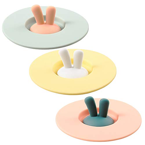 XUBX 3 piezas Tapa de copa de silicona, Tapa de la taza de vidrio Tapa de la taza de té Sello antipolvo Tapas de la taza de bebida para tazas, tazas, latas, reutilizable Cubierta de Taza de Antipolvo