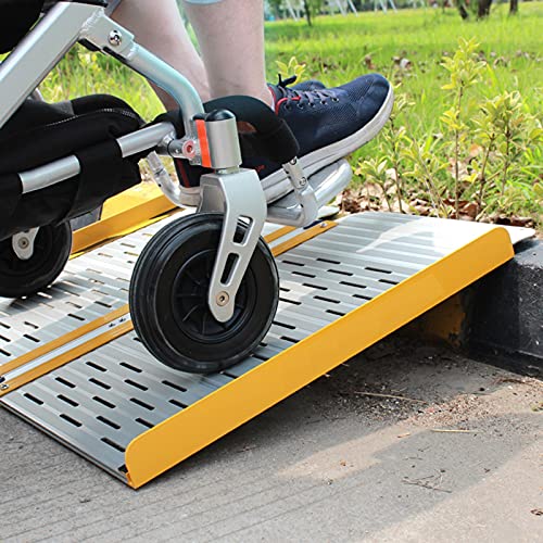 XXIOJUN Rampa para Silla De Ruedas Portátil, Rampa De Aluminio Plegable para Escaleras, Umbral De Puerta, Etc, Superficie Antideslizante, Capacidad De Carga 400 Kg