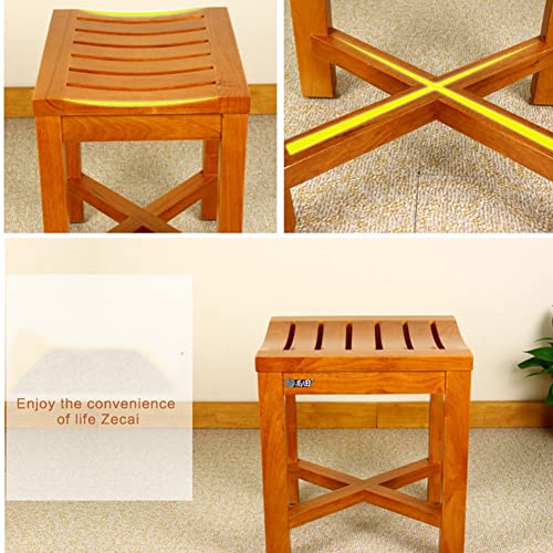 XXIOJUN Taburete De Baño, Taburete De Madera Maciza, Reforzamiento Reforzar El Taburete del Taburete del Anciano ， para Baño Y Aseo Interior Y Exterior. (Color : Wood Color, Tamaño : 46x34cm)