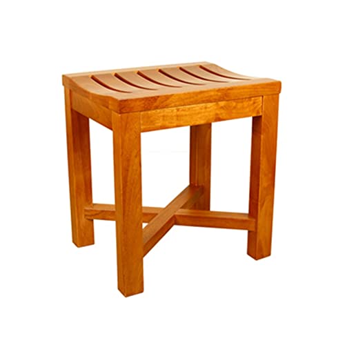 XXIOJUN Taburete De Baño, Taburete De Madera Maciza, Reforzamiento Reforzar El Taburete del Taburete del Anciano ， para Baño Y Aseo Interior Y Exterior. (Color : Wood Color, Tamaño : 46x34cm)