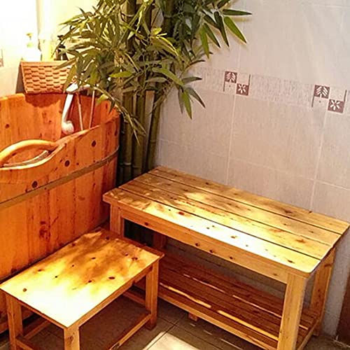 XXIOJUN Taburete De Baño, Taburete De Madera Maciza, Taburete De Almacenamiento con Pies Antideslizantes para Toalla De Champú, Lavabo para Pies, Funciona En El Baño/Sala De Estar/Dormitorio