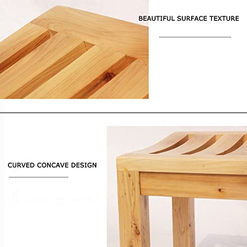 XXIOJUN Taburete para Baño Taburete De Madera Maciza Taburete De Ducha Impermeable Antideslizante, Estable Y Duradero Utilizado para El Baño (Color : Natural, Tamaño : 42x34x45cm)