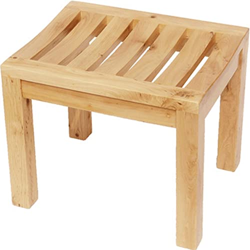 XXIOJUN Taburete para Baño Taburete De Madera Maciza Taburete De Ducha Impermeable Antideslizante, Estable Y Duradero Utilizado para El Baño (Color : Natural, Tamaño : 42x34x45cm)