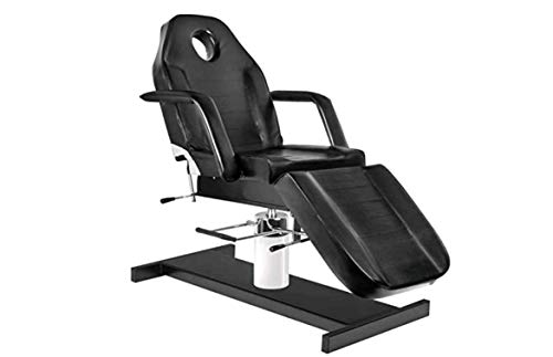 XYLUCKY 210A Camilla cosmética hidráulica Camilla de Masaje, Sillón de Masaje con una Capacidad de Carga de hasta 200 kg Cuero sintético de Primera Calidad 180 x 60 x 64-80 cm (L x W x H),Negro