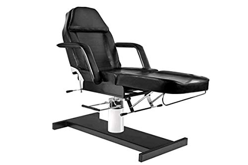 XYLUCKY 210A Camilla cosmética hidráulica Camilla de Masaje, Sillón de Masaje con una Capacidad de Carga de hasta 200 kg Cuero sintético de Primera Calidad 180 x 60 x 64-80 cm (L x W x H),Negro