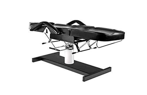 XYLUCKY 210A Camilla cosmética hidráulica Camilla de Masaje, Sillón de Masaje con una Capacidad de Carga de hasta 200 kg Cuero sintético de Primera Calidad 180 x 60 x 64-80 cm (L x W x H),Negro