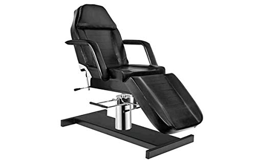 XYLUCKY 210A Camilla cosmética hidráulica Camilla de Masaje, Sillón de Masaje con una Capacidad de Carga de hasta 200 kg Cuero sintético de Primera Calidad 180 x 60 x 64-80 cm (L x W x H),Negro