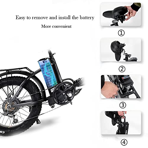 Y20 Bicicleta eléctrica para Adultos Rueda de 20 Pulgadas Bicicleta eléctrica Plegable Bicicleta de montaña 4.0 Neumático Gordo (Standard, 24Ah + 1 batería Repuesto)