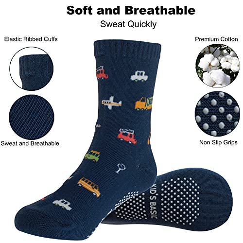 Yafane 12 Pares de Calcetines Antideslizantes para Niños Pequeños Algodón Lindo con Puños Calcetines Antideslizantes para Bebés (Color B, 0-1 años)