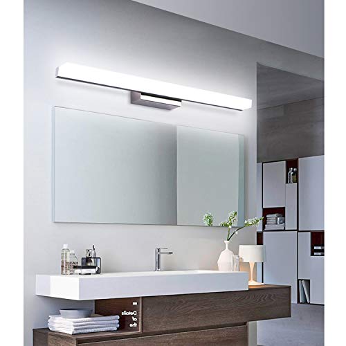 Yafido Aplique Espejo Baño Interior LED 50CM luz Baño Lámpara de Pared Espejo Iluminación para Maquillaje 12W Blanco Frío 6000K 1000LM No-regulable