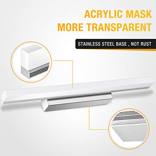 Yafido Aplique Espejo Baño Interior LED 50CM luz Baño Lámpara de Pared Espejo Iluminación para Maquillaje 12W Blanco Frío 6000K 1000LM No-regulable