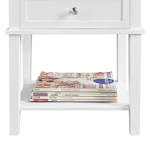 Yaheetech 2pcs Mesitas de Noche con 2 Cajones 45x35x60cm Mesilla de Noche Vintage Mesa Auxiliar Blanco para Sofá Dormitorio Sala de Estar