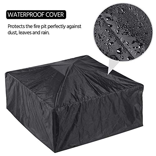 Yaheetech Brasero Exterior 3 en 1 Multifuncional Cuadrada Chimenea Parrilla para Terraza Balcón Estufas para Leña con Cubierta de Malla Atizador 81x81x50cm (Negro)