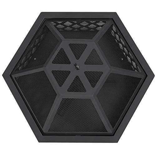 Yaheetech Brasero Exterior Leña Brasero Jardin Hexagonal Estufas para Terrazas Chimenea Portátil Grande 61x61x62cm