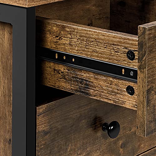 Yaheetech Mesita de Noche con 3 Cajones 40x40x61cm Mesillas de Noche de Estilo Industrial Mesa Auxiliar de Madera para Dormitorio