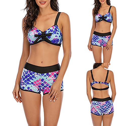 YANFANG Bikini para Mujer,de Pierna de Corte Alto con Cordones y Estampado Sexy de Mujer, Traje de baño de Dos Piezas Ropa de baño bañador Sujetador Bragas Sexy Elegante Atractivo