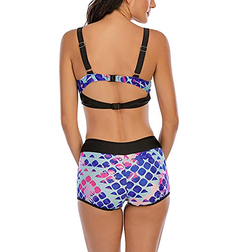 YANFANG Bikini para Mujer,de Pierna de Corte Alto con Cordones y Estampado Sexy de Mujer, Traje de baño de Dos Piezas Ropa de baño bañador Sujetador Bragas Sexy Elegante Atractivo
