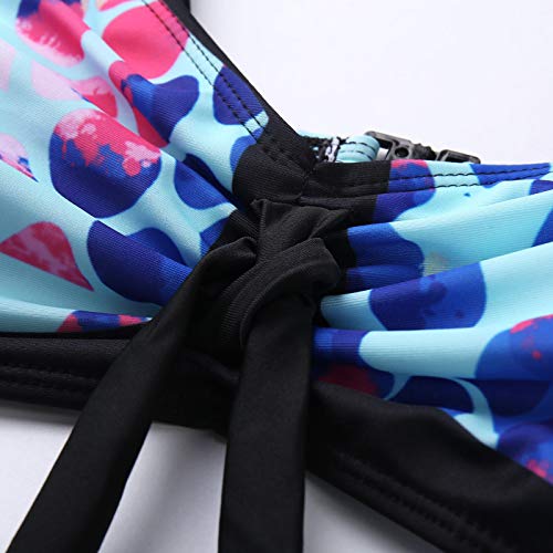 YANFANG Bikini para Mujer,de Pierna de Corte Alto con Cordones y Estampado Sexy de Mujer, Traje de baño de Dos Piezas Ropa de baño bañador Sujetador Bragas Sexy Elegante Atractivo
