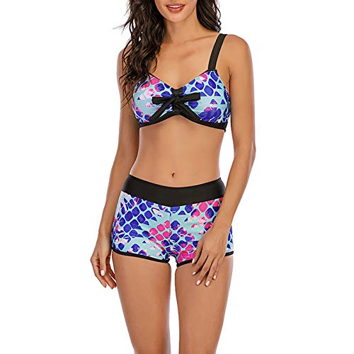 YANFANG Bikini para Mujer,de Pierna de Corte Alto con Cordones y Estampado Sexy de Mujer, Traje de baño de Dos Piezas Ropa de baño bañador Sujetador Bragas Sexy Elegante Atractivo