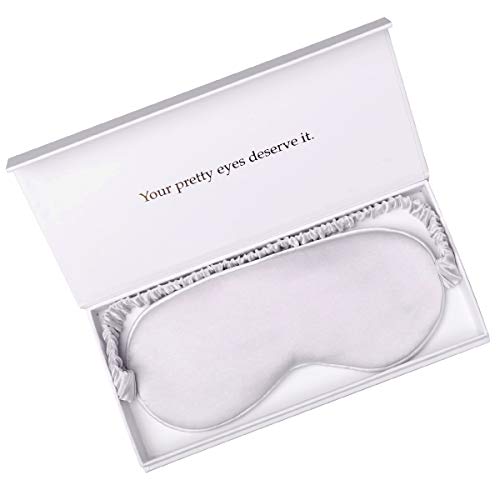 YANSER Antifaz para dormir,100% de seda de mora, Cómodo y transpirable，Mascarilla para dormer, Ideal para la piel Ideal para el sueño del hogar Trabajo de turno de viaje (Silver)