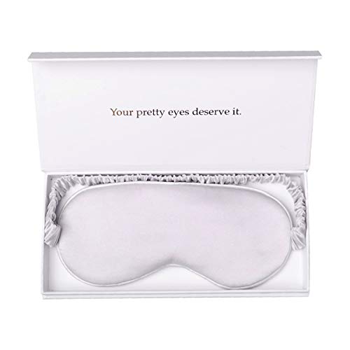 YANSER Antifaz para dormir,100% de seda de mora, Cómodo y transpirable，Mascarilla para dormer, Ideal para la piel Ideal para el sueño del hogar Trabajo de turno de viaje (Silver)