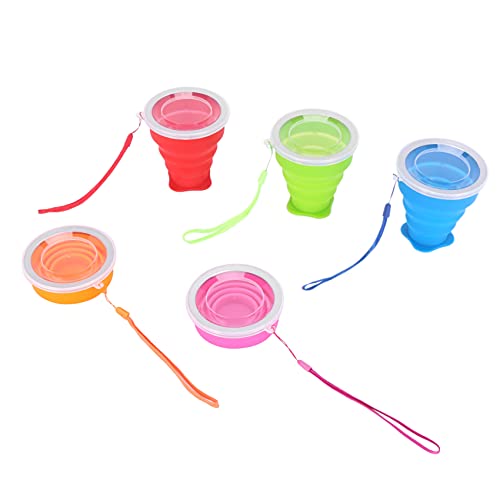Yantan Un paquete con 5 vasos plegables de silicona, compuesto por 5 vasos de viaje plegables y retráctiles con una tapa para camping, senderismo