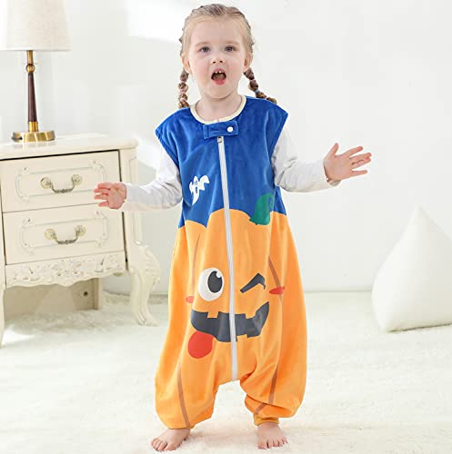 YAOMEI Saco de Dormir para bebé con Piernas Mameluco de bebé Niños Mono Pelele Onesies con Cremallera Animal Pijama, Ropa de Dormir Manta usable para bebés, recién Nacidos (Calabaza, 86)