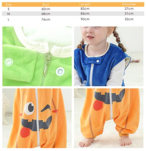 YAOMEI Saco de Dormir para bebé con Piernas Mameluco de bebé Niños Mono Pelele Onesies con Cremallera Animal Pijama, Ropa de Dormir Manta usable para bebés, recién Nacidos (Calabaza, 86)