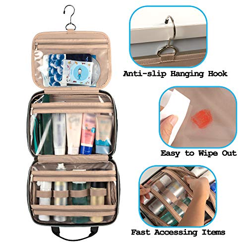 YARWO Bolsa de Aseo, Bolsa de Baño, Neceser Viaje para Hombre y Mujer, Neceser Viaje Colgar, Negro. (Sola Bolsa)