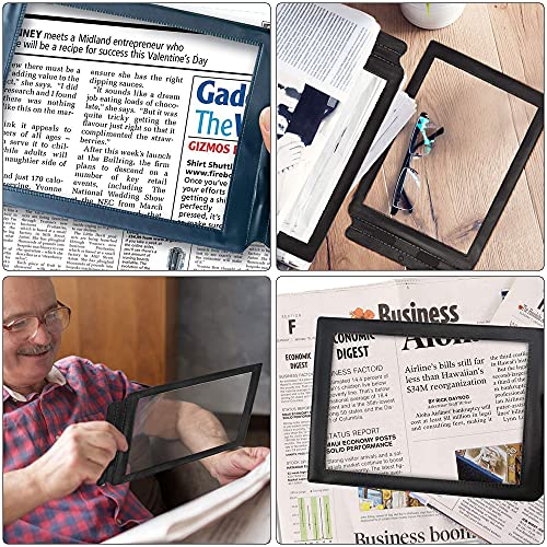 YeenGreen A4 Lupa para Leer, 2 lupas de Lectura de PVC, Lupa Iluminada de página Completa, Lupa para Personas Mayores, Lupa de tres Pliegues para Leer Libros, Periódicos, Negro