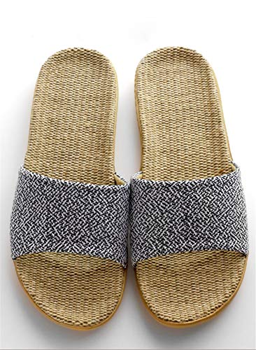 YELAN Zapatillas Unisex de algodón para el hogar de Color sólido Antideslizantes Cuatro Estaciones, Zapatillas de tacón de cuña cálidas y cómodas de algodón y Lino (Black, Numeric_39)