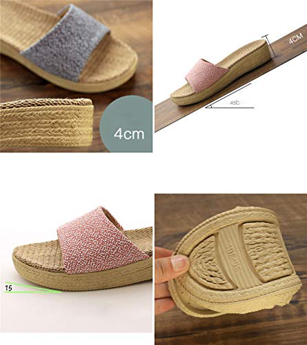 YELAN Zapatillas Unisex de algodón para el hogar de Color sólido Antideslizantes Cuatro Estaciones, Zapatillas de tacón de cuña cálidas y cómodas de algodón y Lino (Black, Numeric_39)