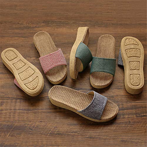 YELAN Zapatillas Unisex de algodón para el hogar de Color sólido Antideslizantes Cuatro Estaciones, Zapatillas de tacón de cuña cálidas y cómodas de algodón y Lino (Black, Numeric_39)