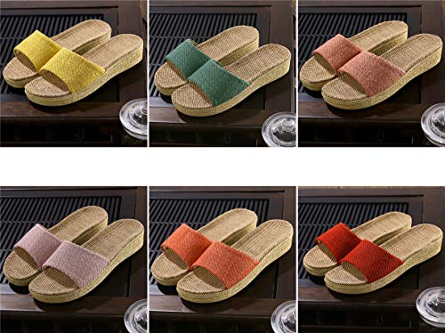 YELAN Zapatillas Unisex de algodón para el hogar de Color sólido Antideslizantes Cuatro Estaciones, Zapatillas de tacón de cuña cálidas y cómodas de algodón y Lino (Black, Numeric_39)