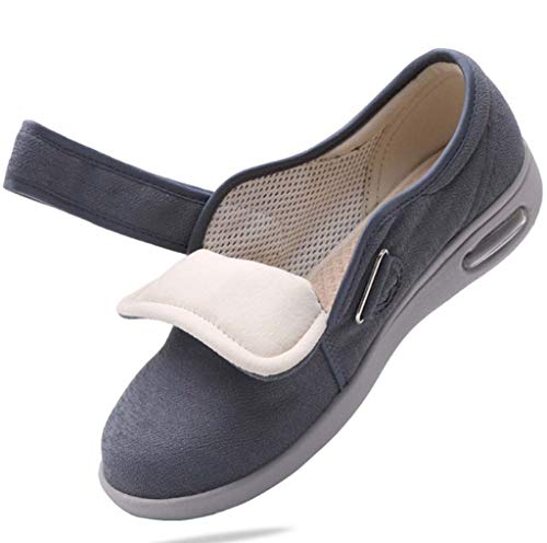 YHXF Zapatillas Ortopédicas Recuperación para Diabéticos Ajustables Extra Anchas para Hombres, Cierre Ajustable para Pies Hinchados, Edema, Artritis, Ancianos En Interiores/Exteriores,Azul,49 EU