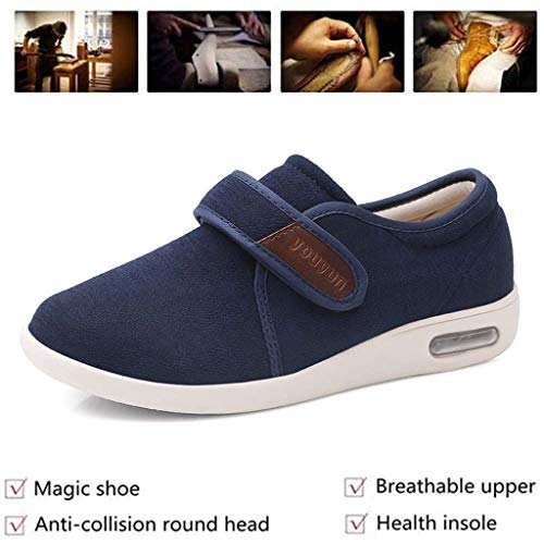 YHXF Zapatillas Ortopédicas Recuperación para Diabéticos Ajustables Extra Anchas para Hombres, Cierre Ajustable para Pies Hinchados, Edema, Artritis, Ancianos En Interiores/Exteriores,Azul,49 EU