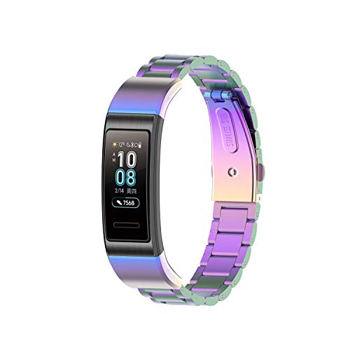 Yikamosi Compatible with Huawei Band 3/3 Pro/4 Pro Band,Stainless Steel Metal Quick Fit Replacement Smart Watch Bracelet Strap Bands for Huawei Band 3/3 Pro/4 Pro(Colorful)