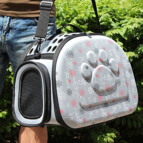 Yimidear Al Aire Libre Respirable Plegable Bolsa para Mascotas para Perro Gato Cómodo Viaje Talla Mediana Portador de Mascotas (Gris)