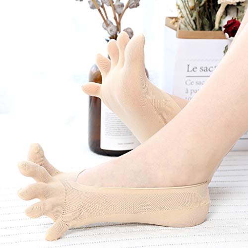 YIXIN2013SHOP Calcetines Toe Calcetines escotados No Show Cinco Dedos Calcetines con Silicona talón for Las Mujeres Calcetín de tripulación (Color : C)
