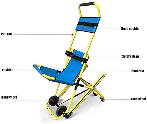 YLKCU 1 Electric Wheelchair Stair Evacuation Chair Foldable Ambulance Chair Firefighter Evacuation Lift with Patient Restraint Straps Weight Capacity 350lb-Yellow + Black