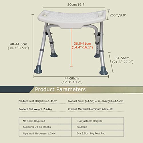 YMQ Taburete De Ducha Plegable Altura Banco De Taburete Ajustable De Baño con Asiento Incorporado De Baños Antideslizantes para Personas Mayores, Ancianos Y Discapacitados