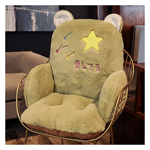 YMTDM Cute Crown/Animal - Cojín de asiento de felpa cálido y cómodo para el hogar, oficina, sofá, silla de ruedas de coche, cesta colgante (oso verde, L)
