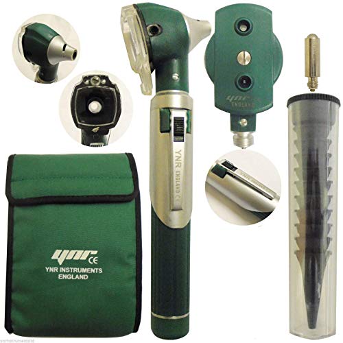 Ynr England® F. o Mini Otoscopio Auriscope Fibra Óptica Ent Médico Examen Diagnóstico Nhs Gp Marca Ce Aprobado Nuevo - Verde