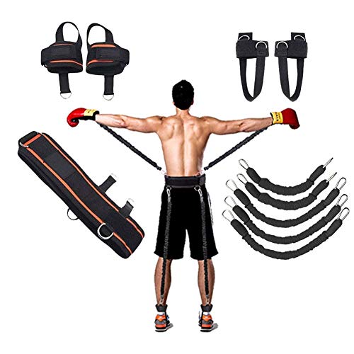 YNXing Cuerda de Entrenamiento de Fuerza para Boxeo, Baloncesto, Valla Entrenamiento Resistencia Cuerda elástica Azul Cuerda de tensión Equipo de Fitness (Negro)