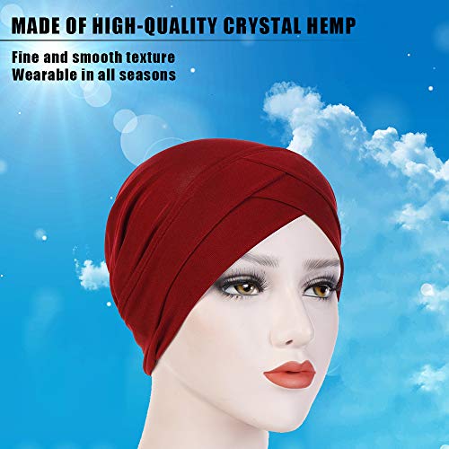 YOFASEN Turbante Mujer - Elasticidad Turbante Sombrero Suave Transpirable Casquillo Gorro de Dormir, Beige