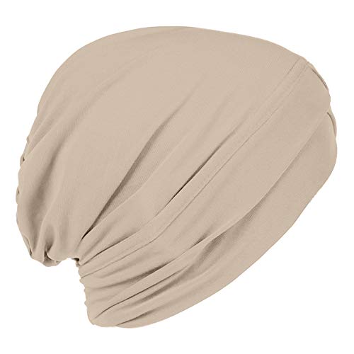YOFASEN Turbante Mujer - Elasticidad Turbante Sombrero Suave Transpirable Casquillo Gorro de Dormir, Beige