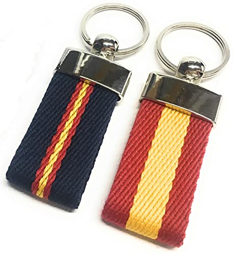 YOJAN PIEL | Conjunto dos llaveros de Lona con Bandera de España | Para Mantener las Llaves Juntas | Llavero Colgante de Metal y Cuero | Resistente y Duradero | Gran Acabado y Calidad