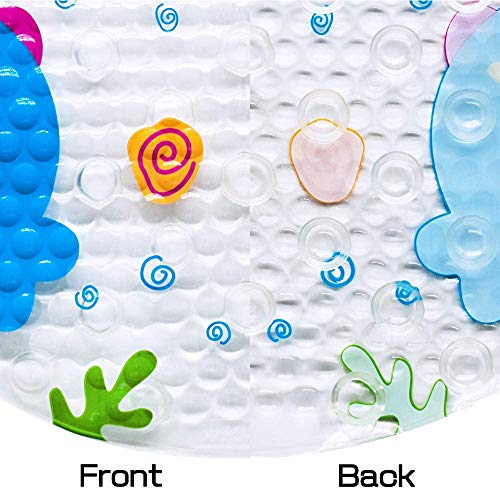 Yolife Duck Suckers Alfombrilla de baño Antideslizante Plástico Antideslizante Baño PVC Dibujos Animados Boceto Masaje Ducha Baño con ventosas para bebés Niños 39 x 69 cm (Animal del océano)