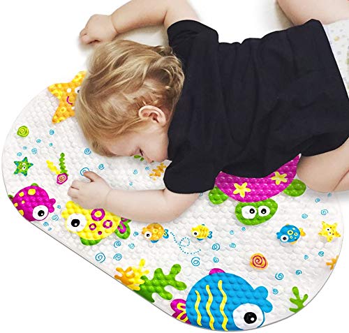 Yolife Duck Suckers Alfombrilla de baño Antideslizante Plástico Antideslizante Baño PVC Dibujos Animados Boceto Masaje Ducha Baño con ventosas para bebés Niños 39 x 69 cm (Animal del océano)